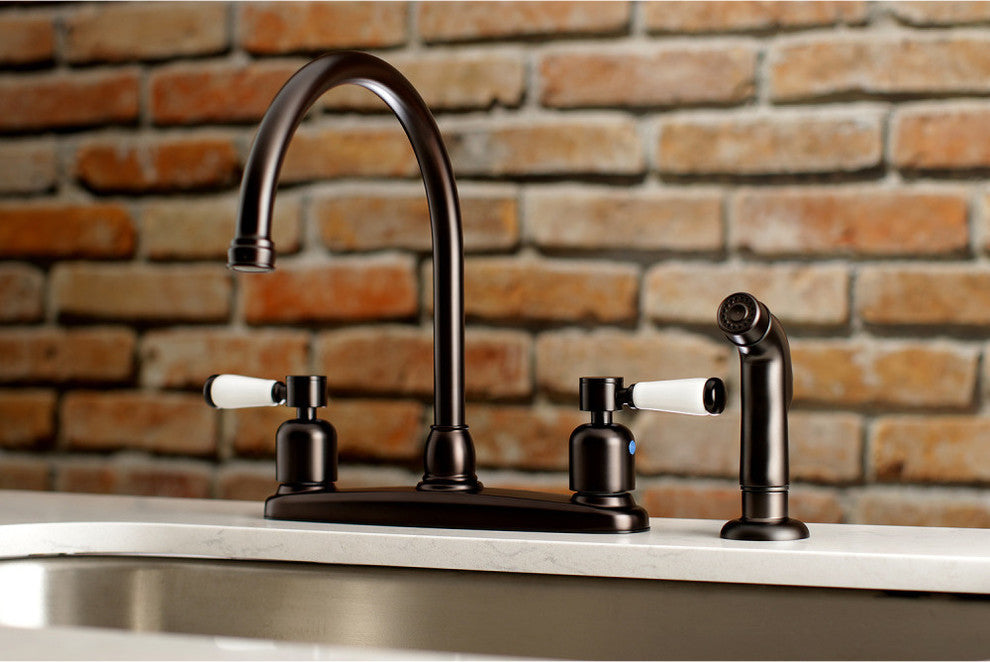 8" Centerset Kitchen Faucet, Sprayer, Oil Rubbed Bronze