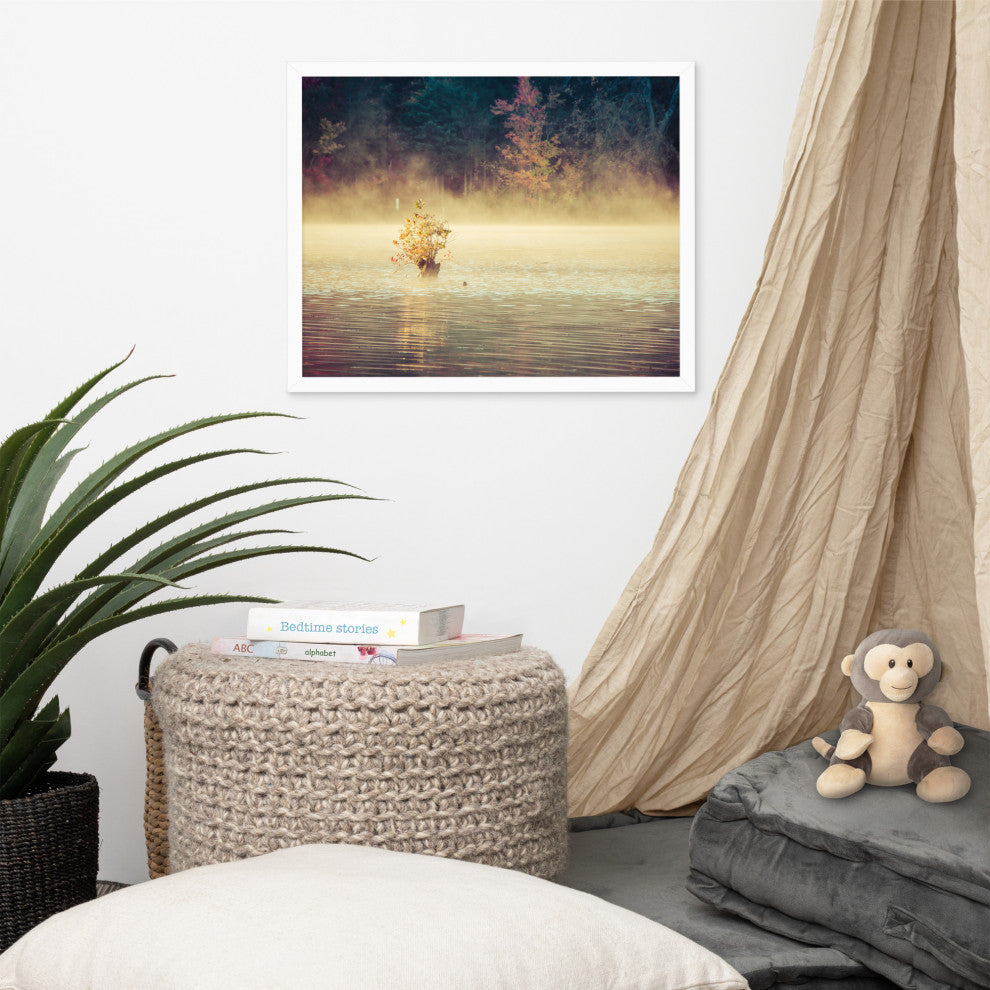 Golden Mist on Waples Pond Framed Photo Paper Wall Art Prints, White, 16" X 20"