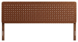 Sparta Weave Vegan Leather King Headboard, Walnut Brown