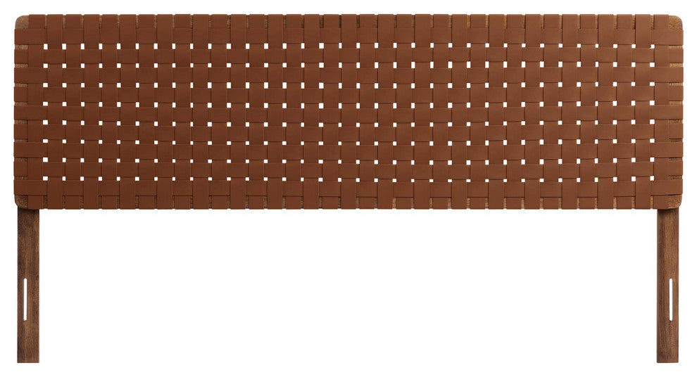 Sparta Weave Vegan Leather King Headboard, Walnut Brown