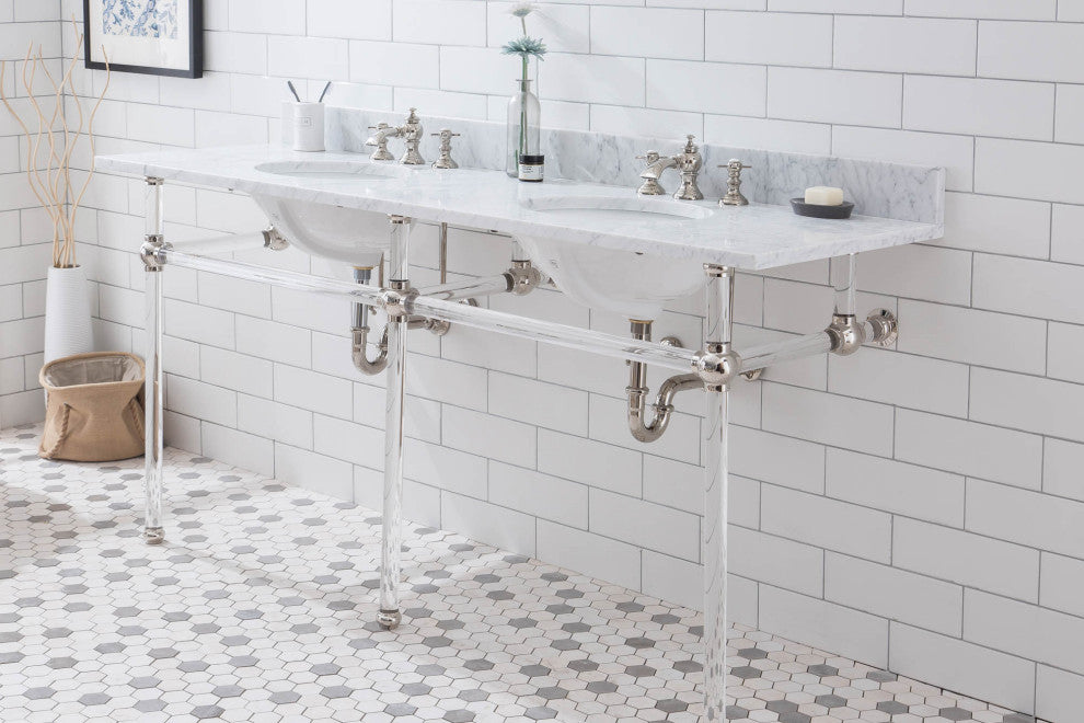 Empire 72" Wide Double Wash Stand, P-Trap, Countertop With Basin, Faucet