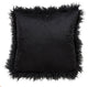 Poly Filled Mongolian Faux Fur Throw Pillow, 18"x18", Black