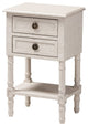 Lenore Country Cottage Farmhouse Whitewashed 2-Drawer Nightstand