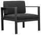 Benzara BM287852 Armchair, Jet Black Aluminum Frame, Water Resistant Fabric