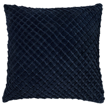 Cotton Velvet Decorative Throw Pillow by Loloi, 22"x22", Navy, Poly Insert