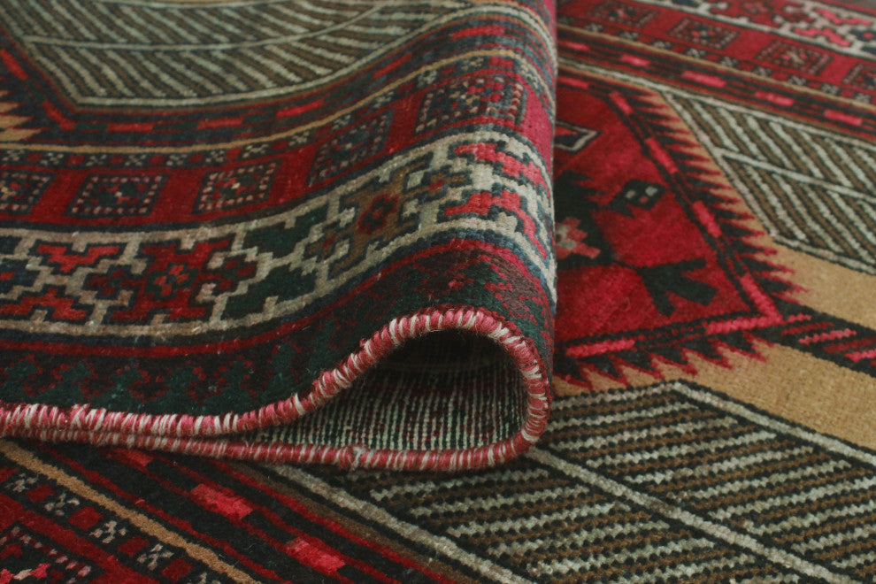 Fine Vintage Distressed Gulshane Red/Beige Runner, 3'6x11'0