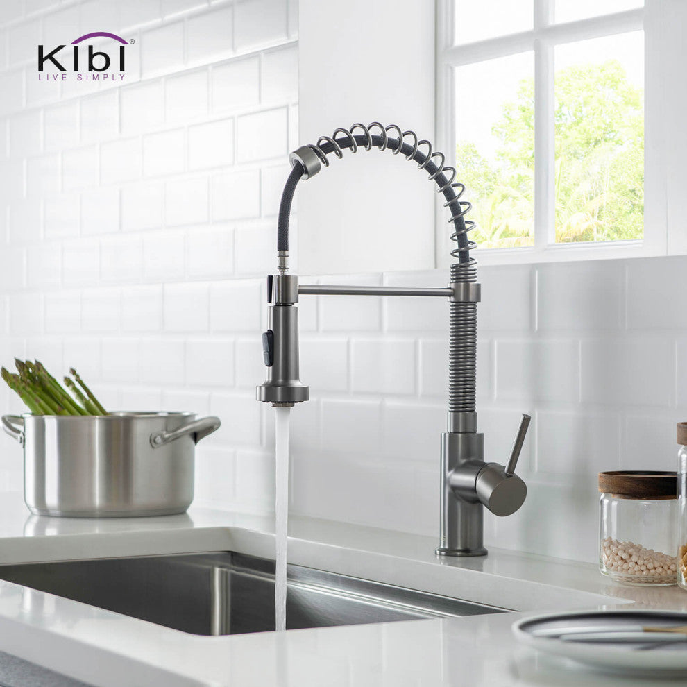 Aurora Single Handle Pull Down Kitchen Faucet, Titanium, W/O Soap Dispenser
