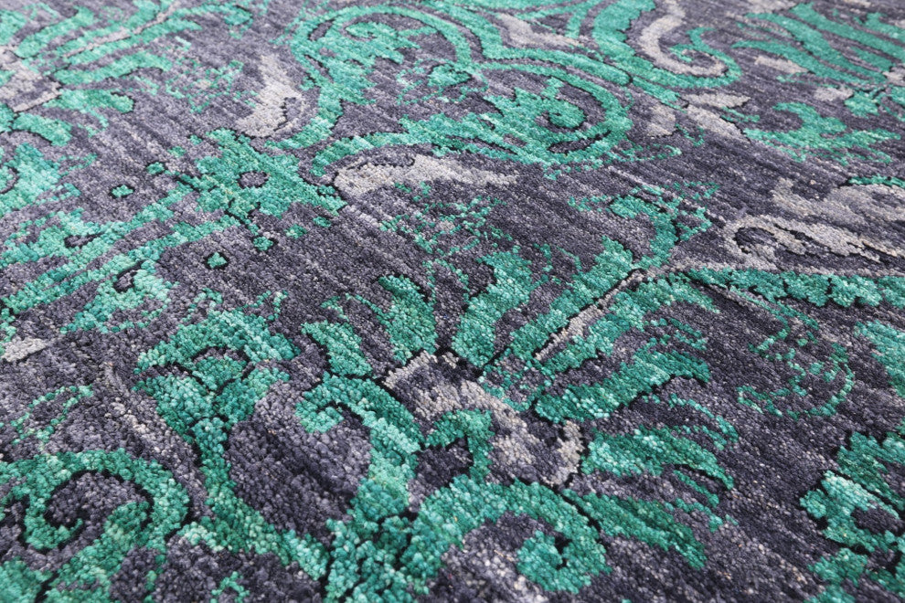 2' 7" X 8' 4" Runner Handmade William Morris Wool Rug Q4282
