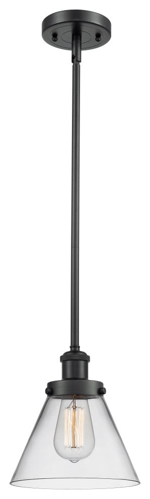 Large Cone 1-Light Pendant, Matte Black, Clear