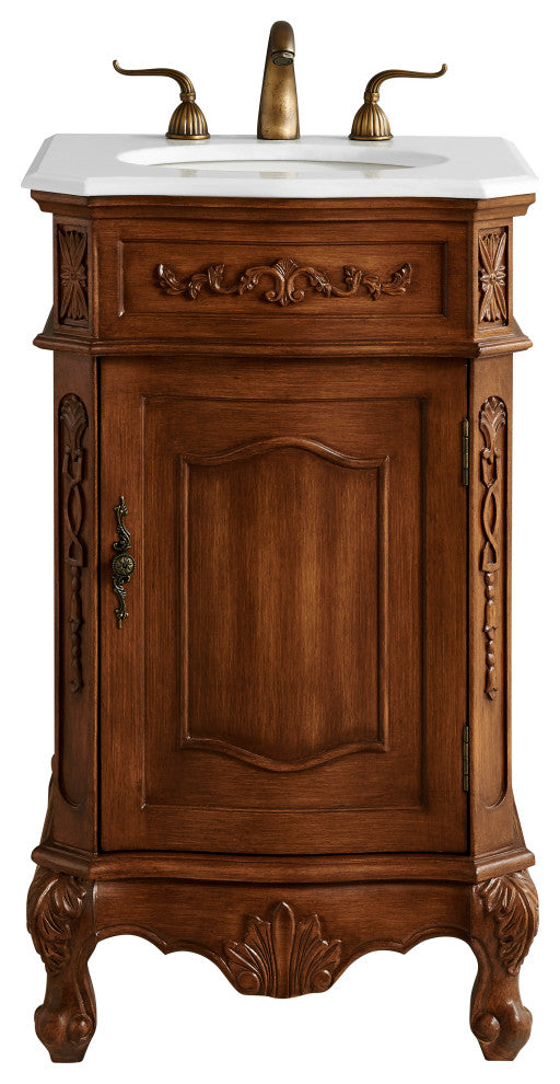 Bathroom Vanity, Teak, 21", Single Sink