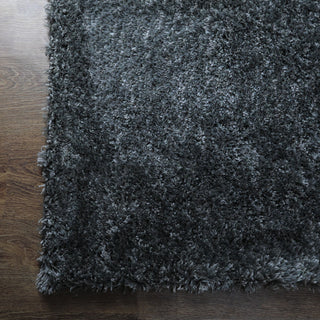 HAND TUFTED SHAG POLYESTER ECO-FRIENDLY AREA RUGS, Black Silver Color, Geometric