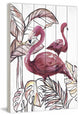 "Pink Flamingo I" Painting Print on White Wood, 30"x45"
