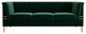 83.4'' Tuxedo Velvet Arm Sofa with Gold Leg, Green