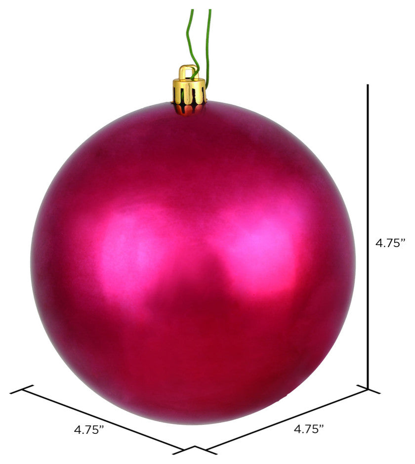 Vickerman 4.75" Berry Red Shiny Ball Ornament, 4 per Bag