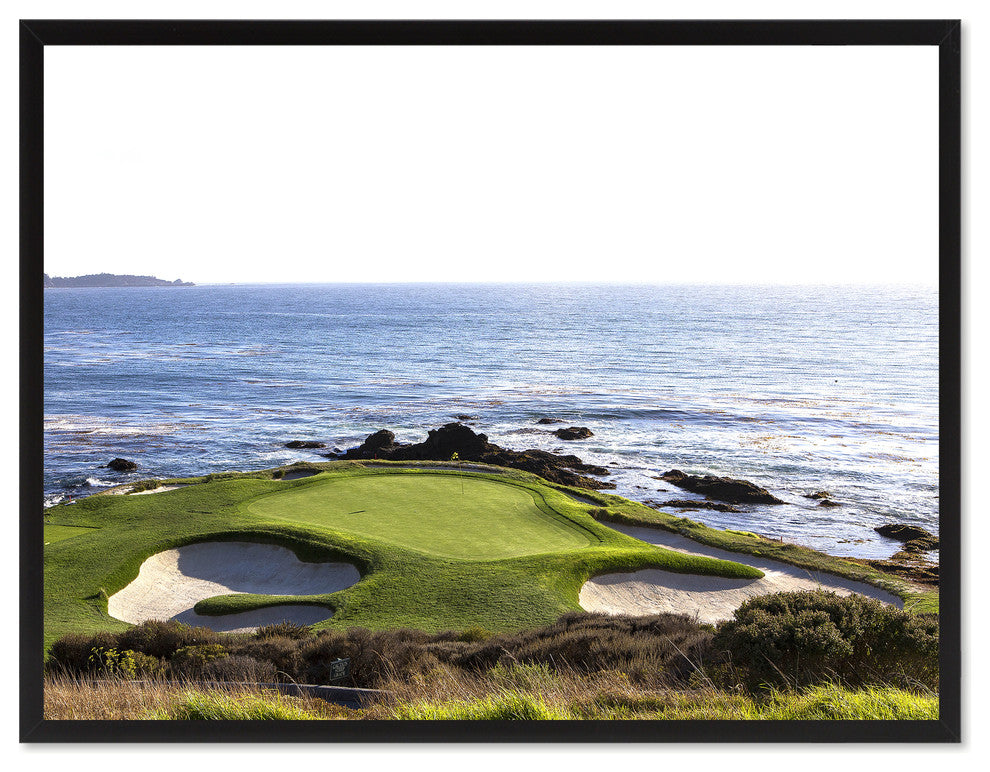 Pebble Beach Golf Course Photo Print on Canvas with Picture Frame, 13"x17"