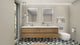 Belli 84" Double Sink Wall Mount Vanity Set, Natural Oak, Glossy White Top