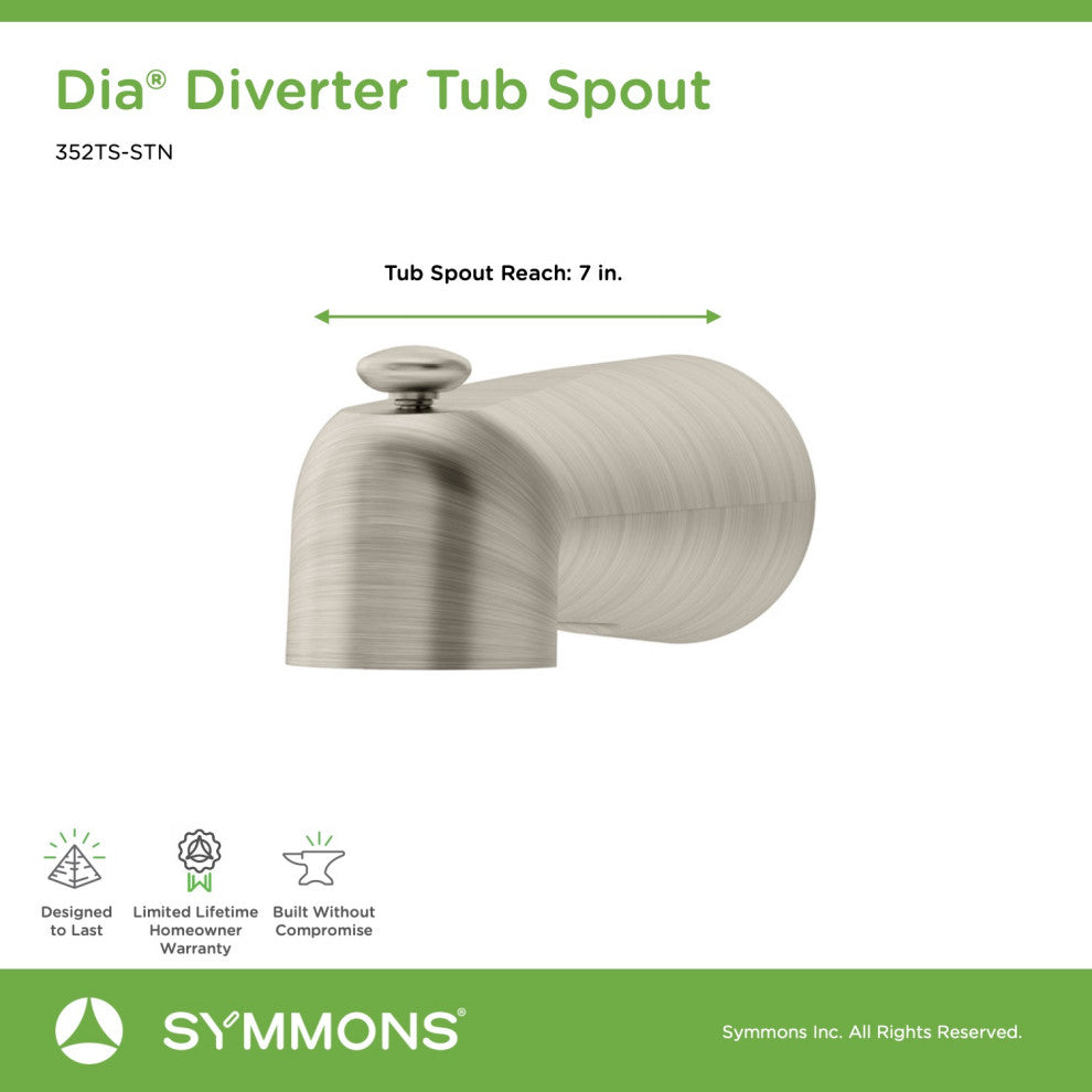 Dia Diverter Tub Spout, Satin Nickel