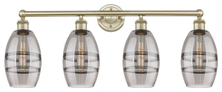 Edison-Vaz 4-Light 33" Bath Vanity Light, Antique Brass, Light Smoke