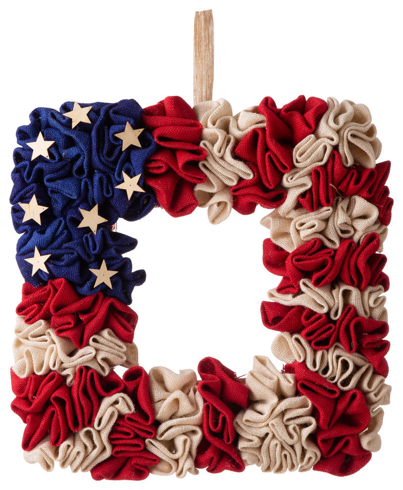 19.25"L Americana Squared Fabric Wreath