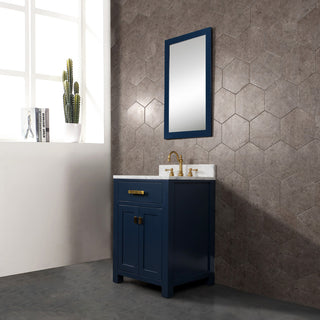 Madison 24" Carrara White Marble Vanity, Monarch Blue