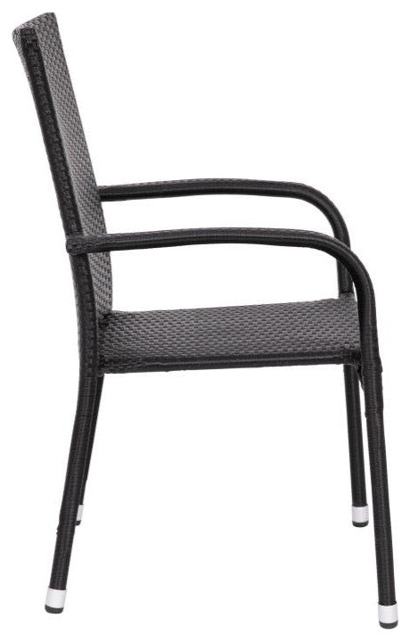 Maxim Set of 4 Stackable Indoor/Outdoor Wicker Dining Chairs with Steel Frames,