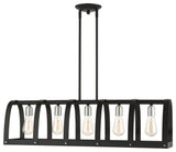Textured Black Mid Century Modern, Industrial, Vintage, Rustic Linear Chandelier