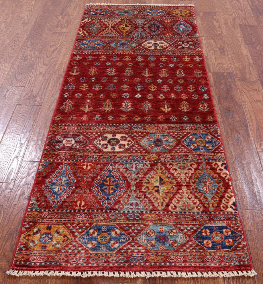 Runner Khorjin Super Kazak Hand Knotted Rug 2' 7" X 6' 9" Q5849