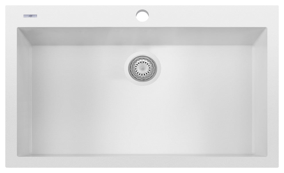 ALFI brand AB3322DI-W White 33" Single Bowl Granite Composite Kitchen Sink