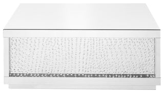 48" Rectangle Crystal Coffee Table, Clear Mirror Finish