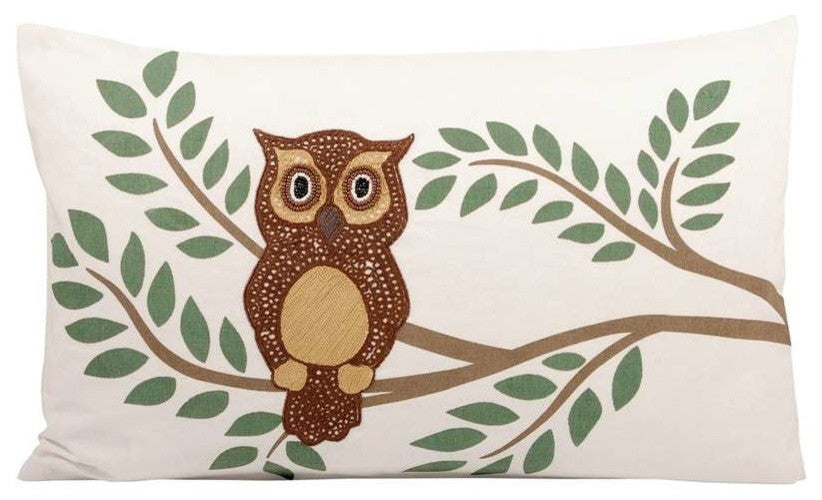 Pomeroy Owl Pillow 20x12" Caf
