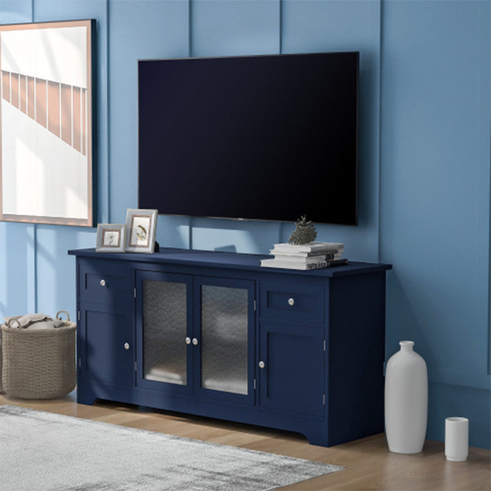 65 inch TV stand with 4 doors adjustable panels cabinet with navy finish