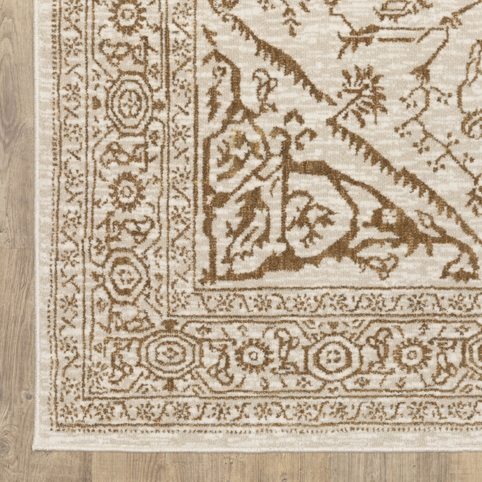 Iris Two-Tone Medallion Ivory/ Gold Area Rug 7'10" x 10'10"