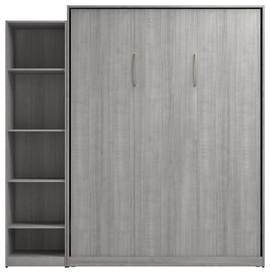 Bestar USA Claremont Wood Queen Murphy Bed with Closet Organizer in Gray