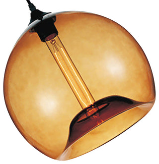 Glass Light Down Mini Pendant, Transparent Amber, 12 Inches