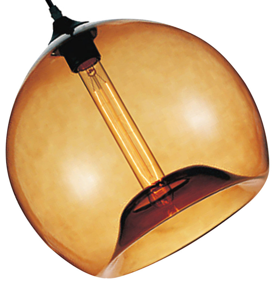Glass Light Down Mini Pendant, Transparent Amber, 12 Inches