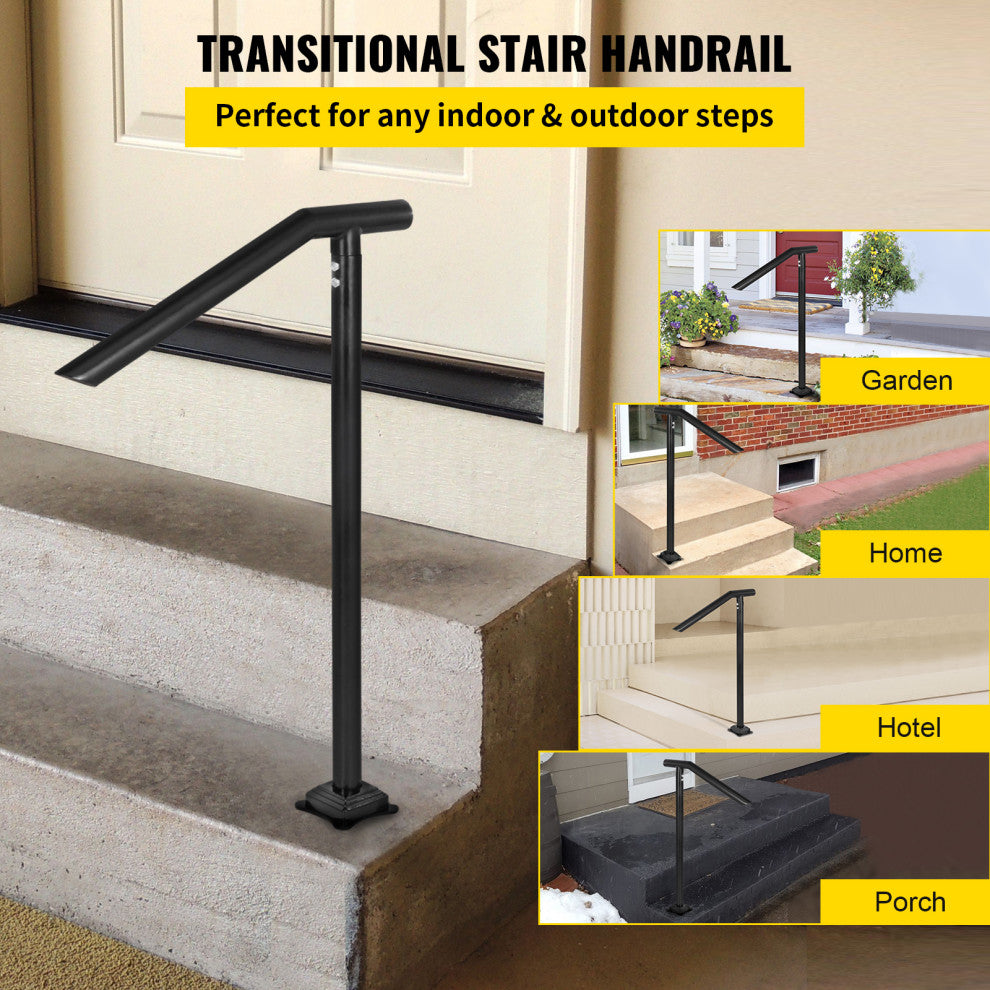 VEVOR 1-3 Step Handrail Railing for Steps Steel 330LBS Capacity with Screw Kit