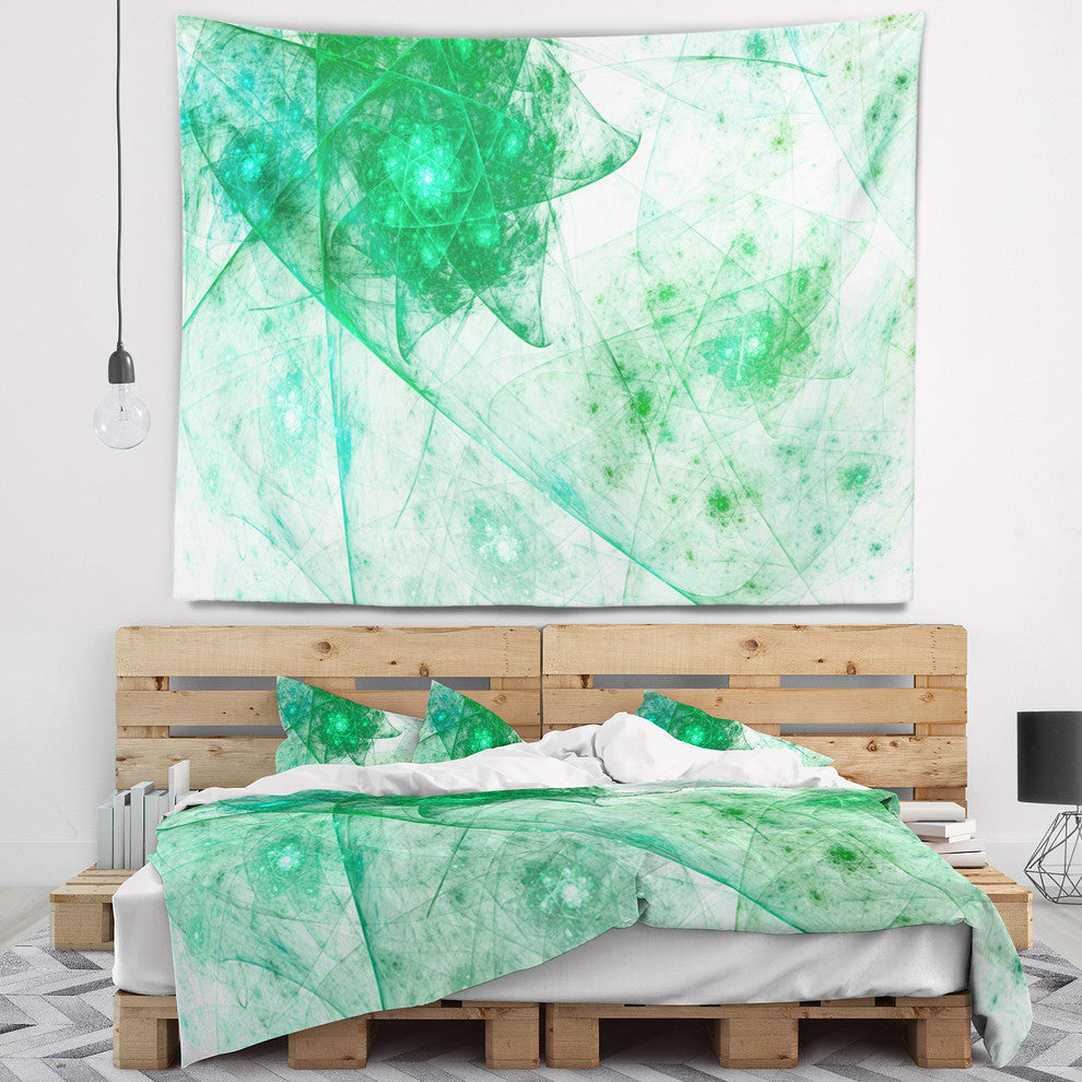Clear Green Rotating Polyhedron Abstract Wall Tapestry, 80"x68"
