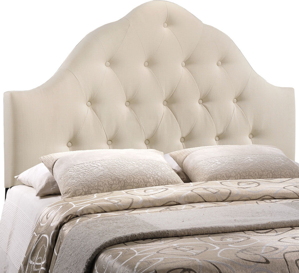 Modern Contemporary King Size Fabric Headboard, Ivory Fabric