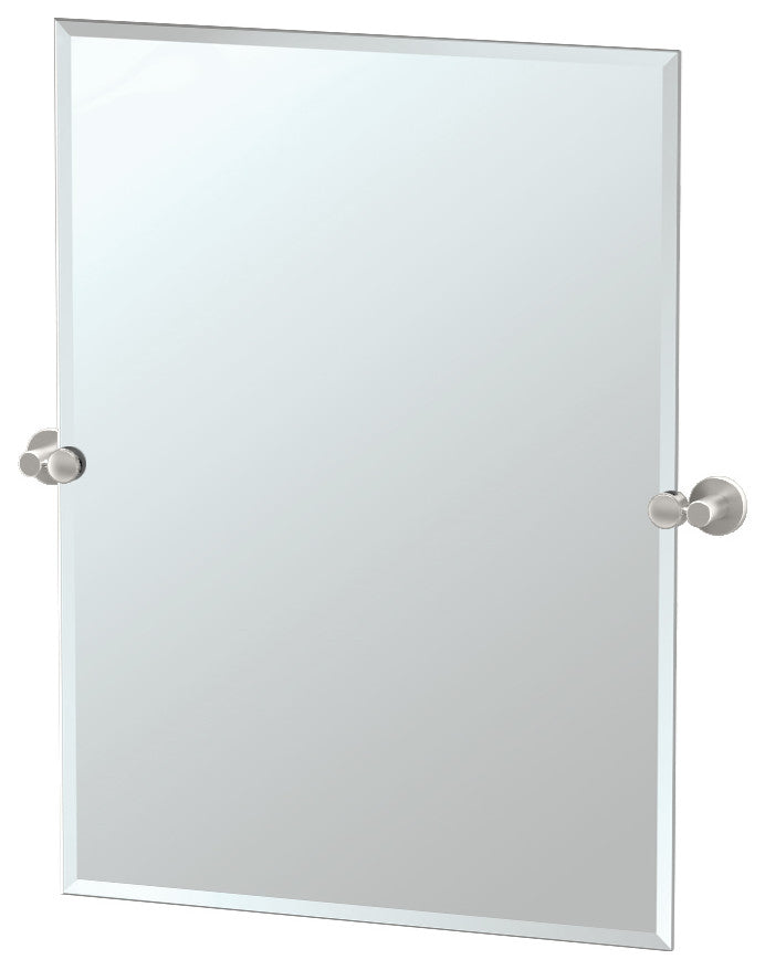 Channel 24" Frameless Retangular Mirror, Satin Nickel