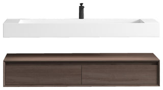 Alysa 60" Floating Bath Vanity, Acrylic Sink/Single Faucet Hole, Red Oak
