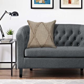 Boho Diamond Tufted Cotton Throw Pillow, Taupe, 20" X 20"
