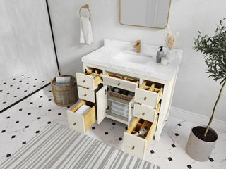 Sonoma 42" Single Sink Bath Vanity in Alabaster, 2" White Quartz