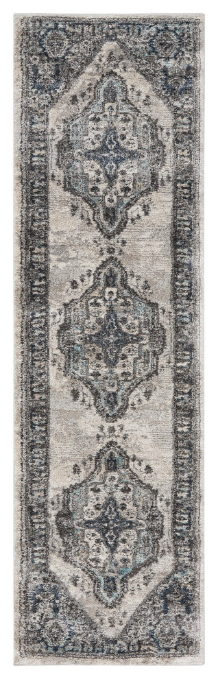 Nourison American Manor 2'2" x 7'6" Grey Bordered Indoor Rug