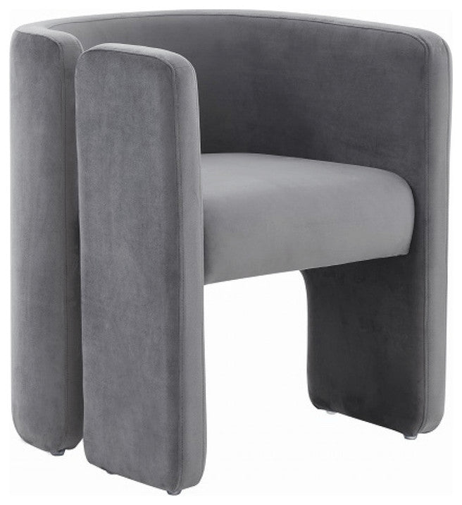 24" Grey Velvet Asymmetrical Base Arm Chair