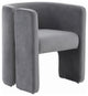 24" Grey Velvet Asymmetrical Base Arm Chair