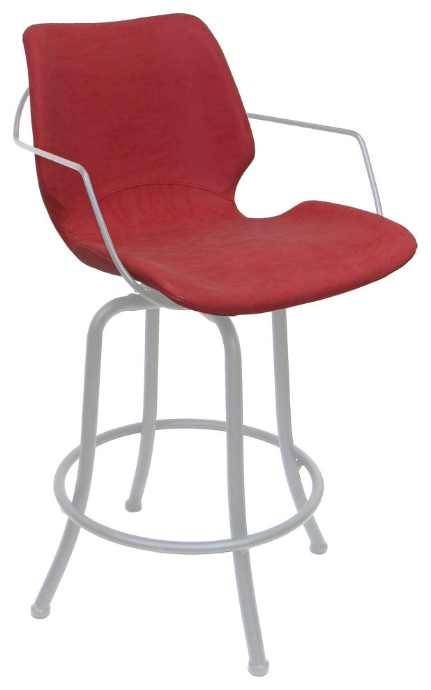 Swivel Metal Counter 26" 30" or 34" Bar Stool - Asheville, Red - White, 26"