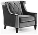 Armen Living Barrister Chair Gray Velvet/Black Piping - Gray