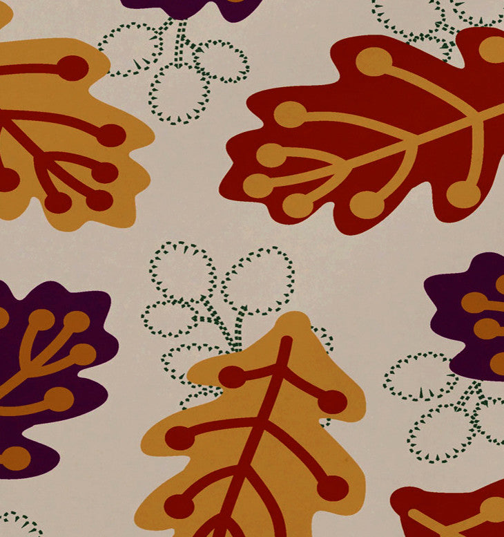 Retro Leaves Floral Print Placemat, Set of 4, Purple