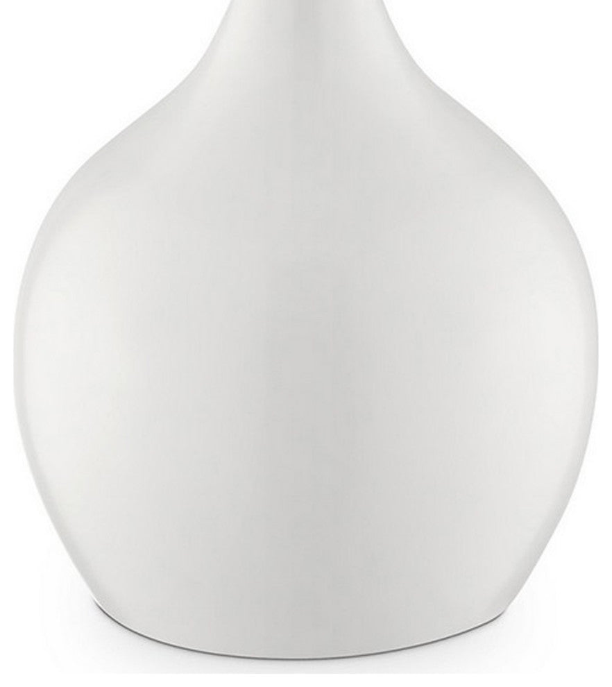 Benzara BM240905 Pot Bellied Shape Metal Table Lamp With 3 Way Switch, White