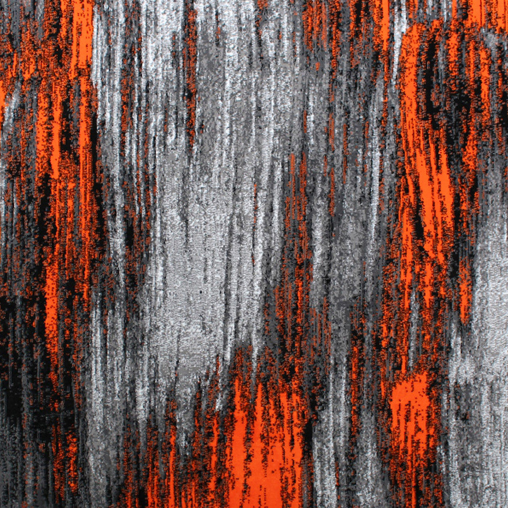 Angie Collection Rectangle 5' x 7' Scraped Design Area Rug, Orange